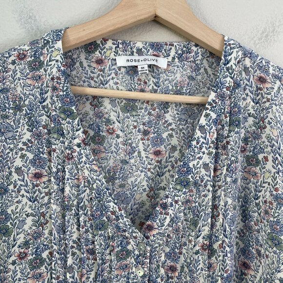 Rose+Olive Womens 3X Floral Print V-Neck Blouse 100% Polyester Made In China - Picture 8 of 10